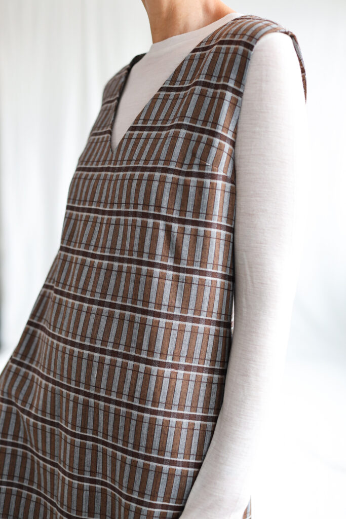 Wool plaid pinafore Midi dress LILY - Image 3