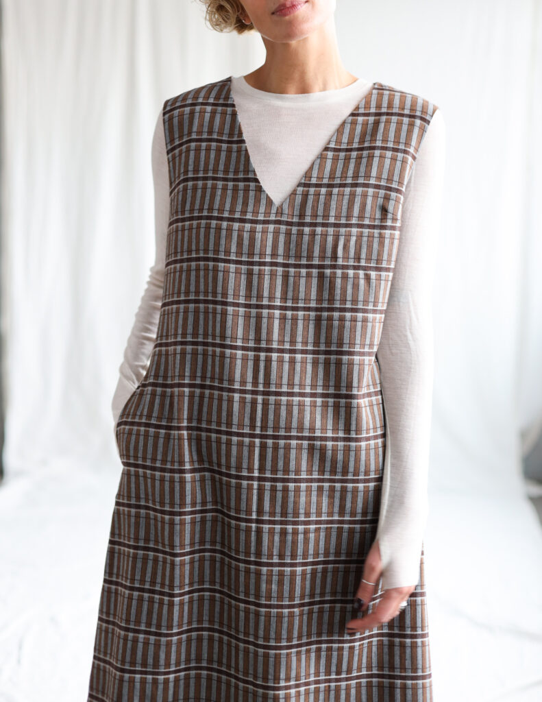 Wool plaid pinafore Midi dress LILY - Image 2