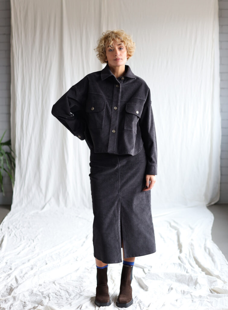 Charcoal grey wide cord oversized shirt/jacket - Image 2