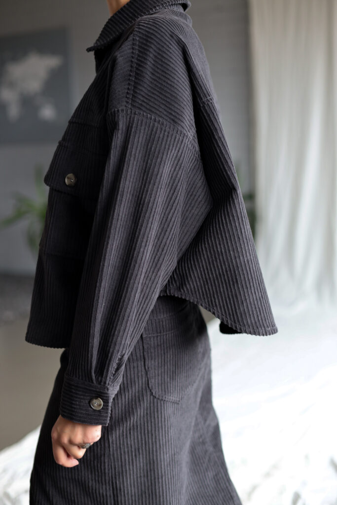 Charcoal grey wide cord oversized shirt/jacket - Image 1