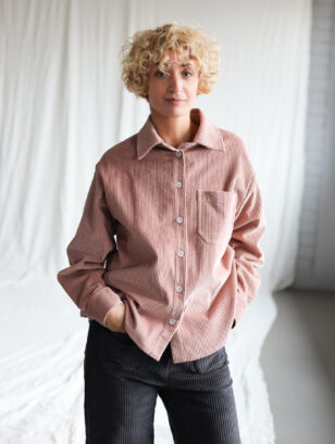 Old rose wide cord overshirt | Shirt | Sustainable clothing | OffOn clothing