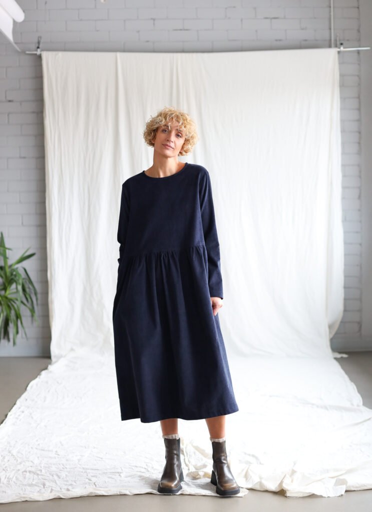 Loose long sleeve needlecord dress MILANA | Dress | Sustainable clothing | OffOn clothing
