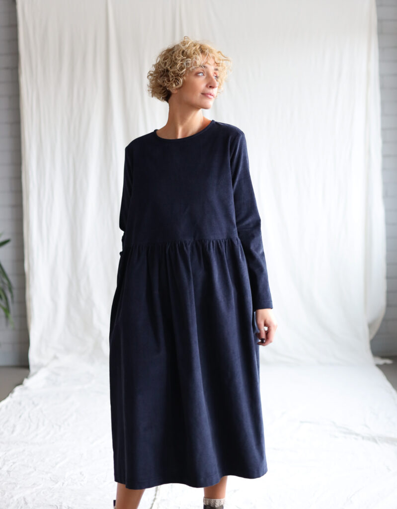 Loose long sleeve needlecord dress MILANA - Image 2