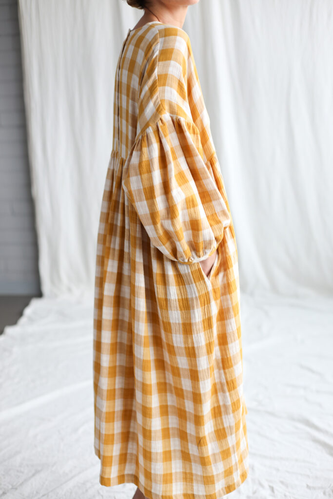 Mustard checks oversized double gauze dress GRETA - Image 6