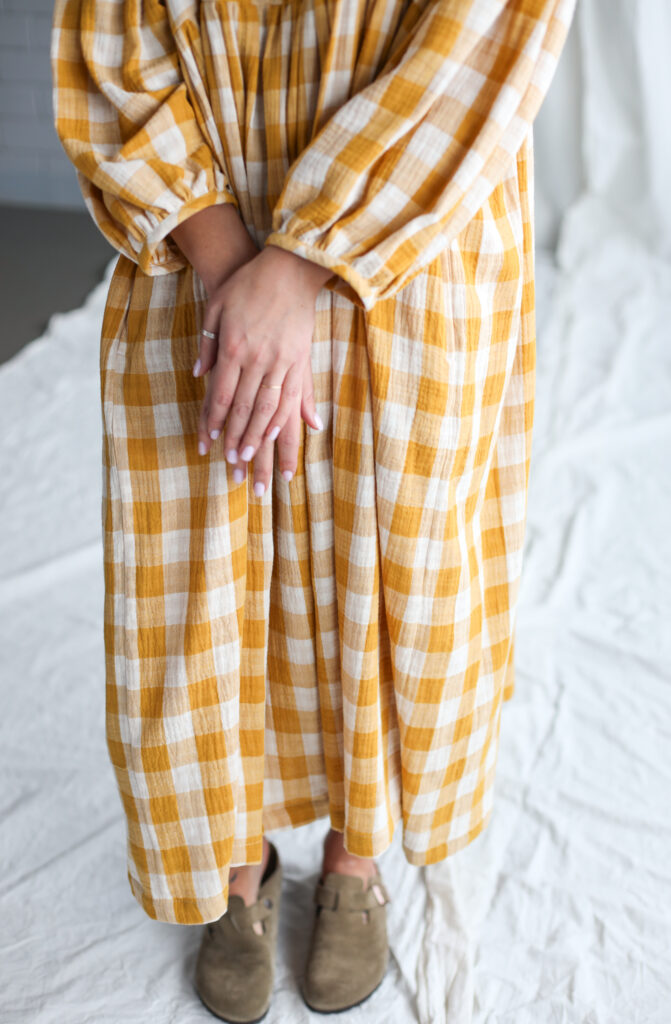 Mustard checks oversized double gauze dress GRETA - Image 4