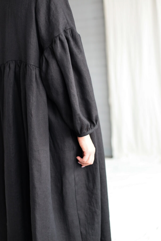 Black linen oversized dress GRETA - Image 4