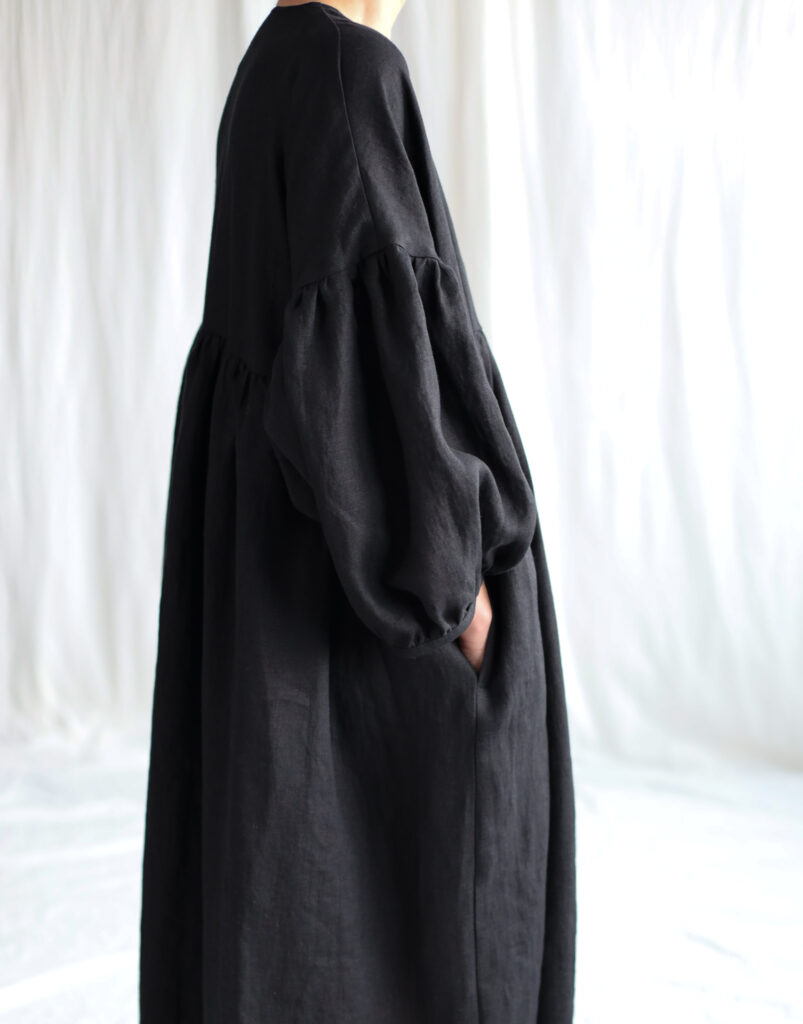 Black linen oversized dress GRETA - Image 2