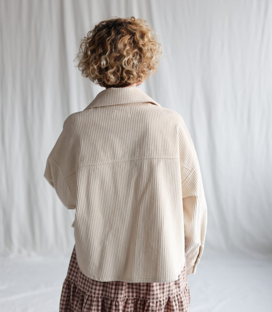 Wide cord oversized jacket in ivory color - Image 4