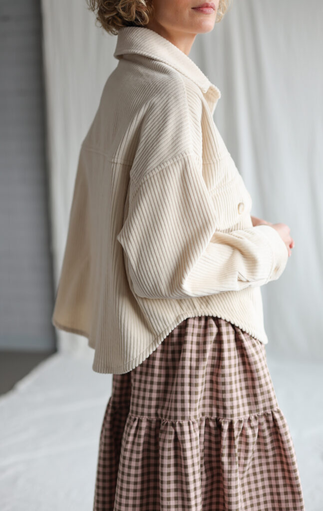 Wide cord oversized jacket in ivory color - Image 5
