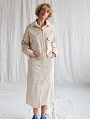 Wide cord oversized jacket in ivory color | Jacket | Sustainable clothing | OffOn clothing