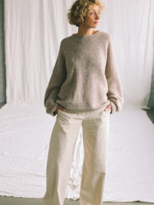 Ballooned leg wide wale ivory cord pants | Trousers | Sustainable clothing | OffOn clothing