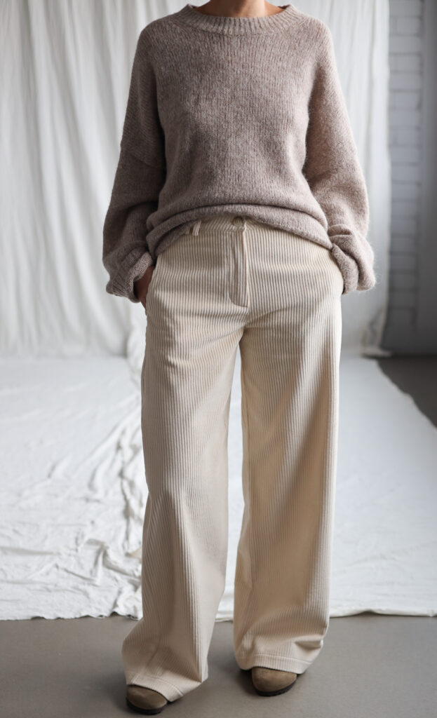 Ballooned leg wide wale ivory cord pants - Image 1