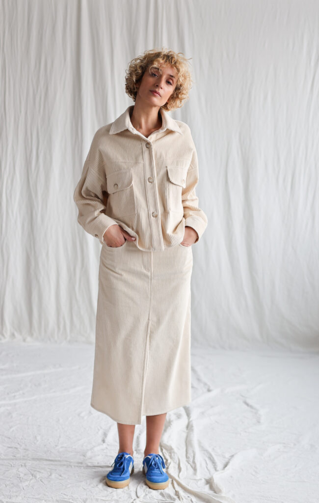 Ivory wide cord pencil skirt - Image 1