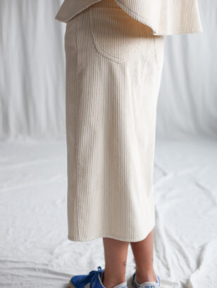 Ivory wide cord pencil skirt | Skirt | Sustainable clothing | OffOn clothing