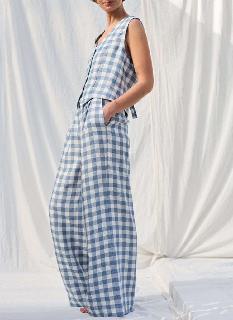 Checkered linen vest - Image 6