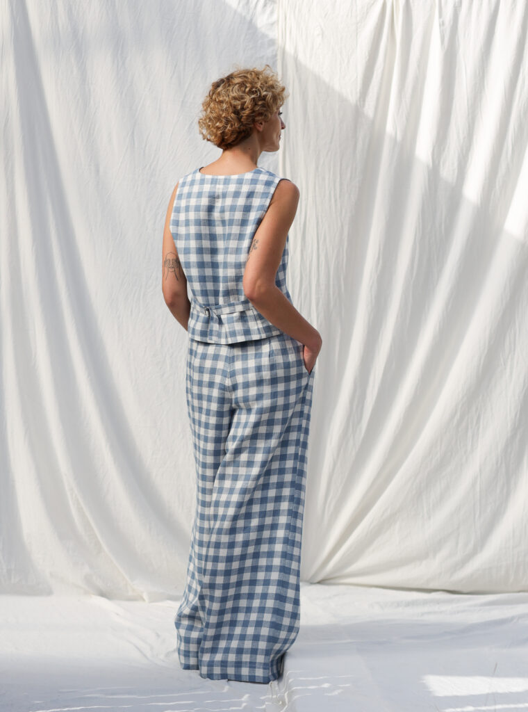 Checkered linen vest - Image 3