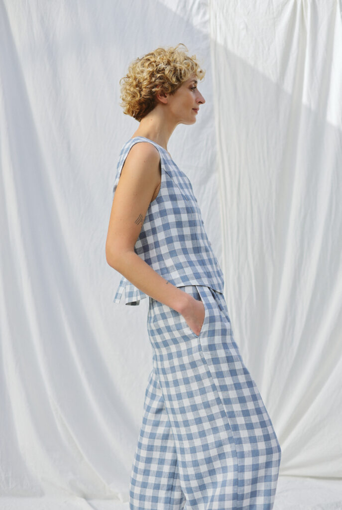Checkered linen vest - Image 2