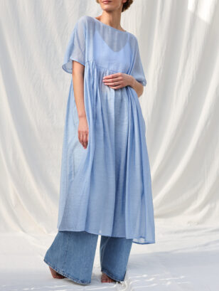 Light blue viscose organza oversized dress SILVINA | Dress | Sustainable clothing | OffOn clothing