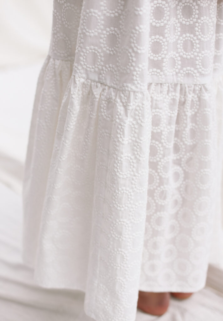 Embroidered cotton puffy sleeves dress AGATHE - Image 4