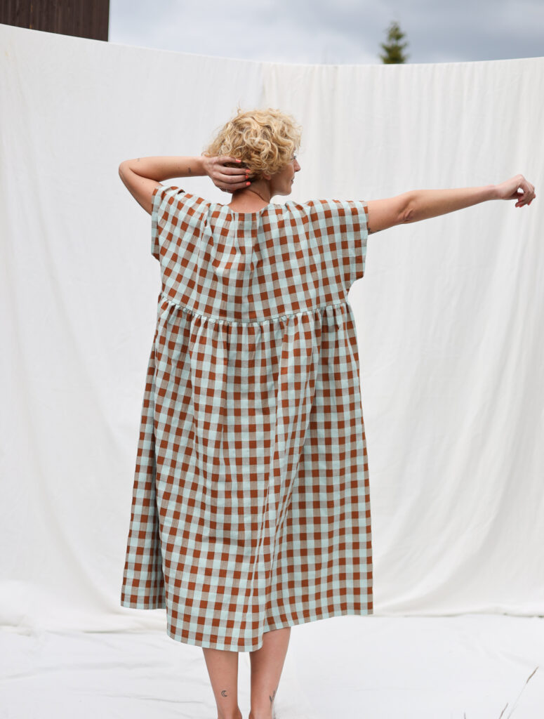 Oversized seersucker checks dress SILVINA - Image 5