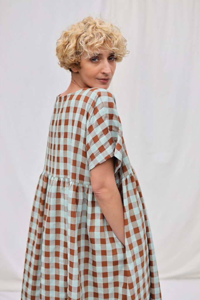 Oversized seersucker checks dress SILVINA - Image 4