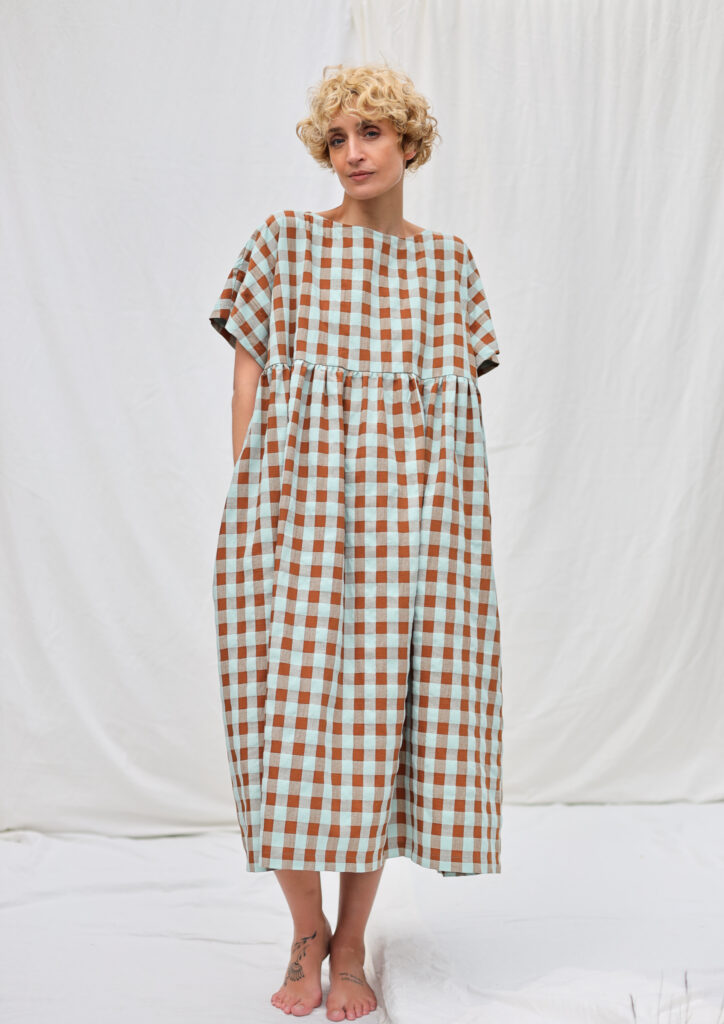 Oversized seersucker checks dress SILVINA - Image 2