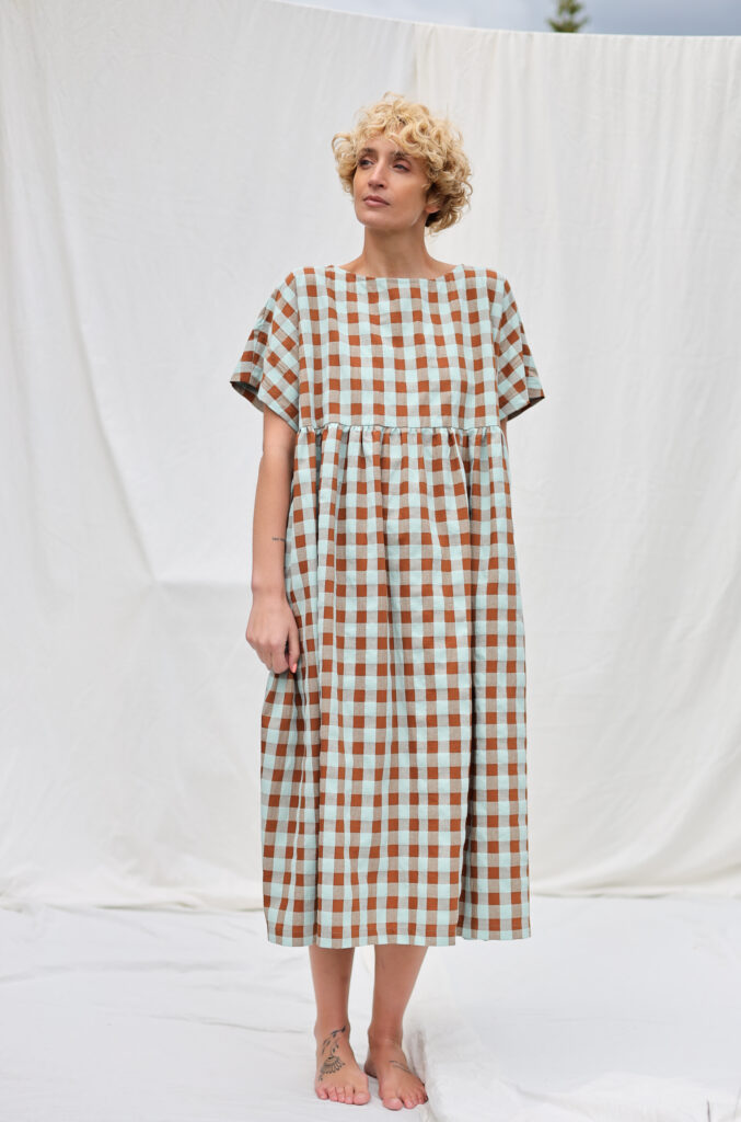Oversized seersucker checks dress SILVINA - Image 1