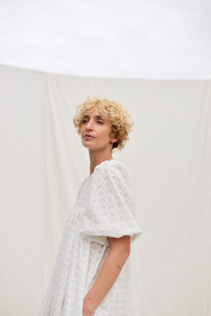 Embroidery cotton raglan sleeve dress BELLE - Image 5