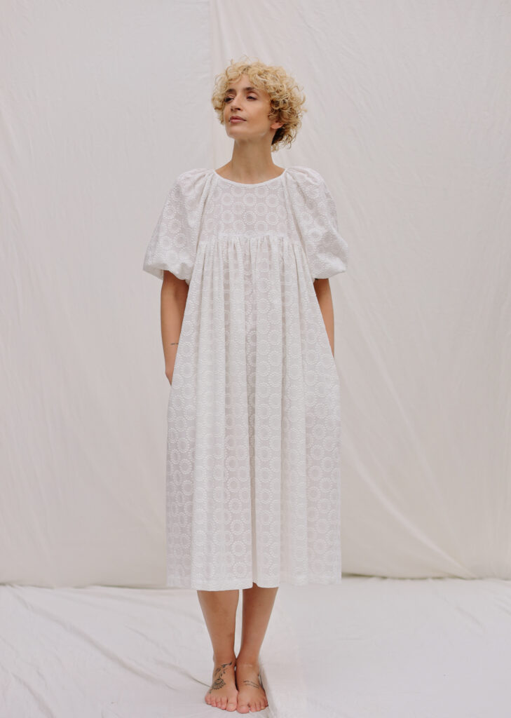 Embroidery cotton raglan sleeve dress BELLE - Image 1