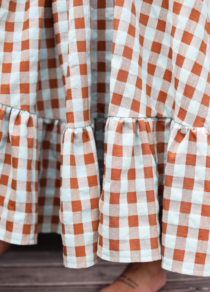 Puritan collar A line Maxi seersucker checks dress PHOEBE - Image 8