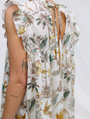 Floral print sleeveless silky cotton dress DARWIN'S JOURNEY | Dress | Sustainable clothing | OffOn clothing