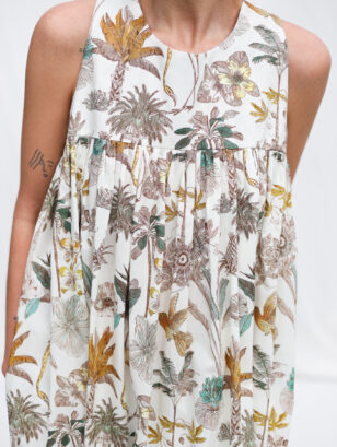 Floral print silky cotton sleeveless Maxi dress LILOU | Dress | Sustainable clothing | OffOn clothing