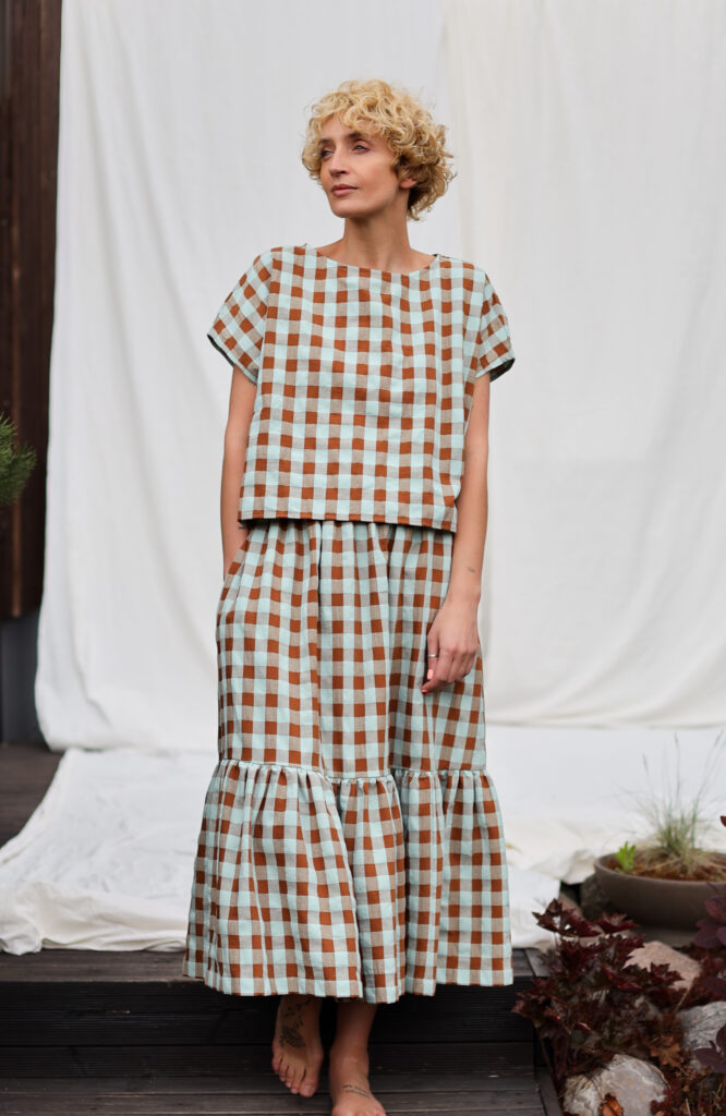 Seersucker checks elasticated waist ruffled skirt - Image 2