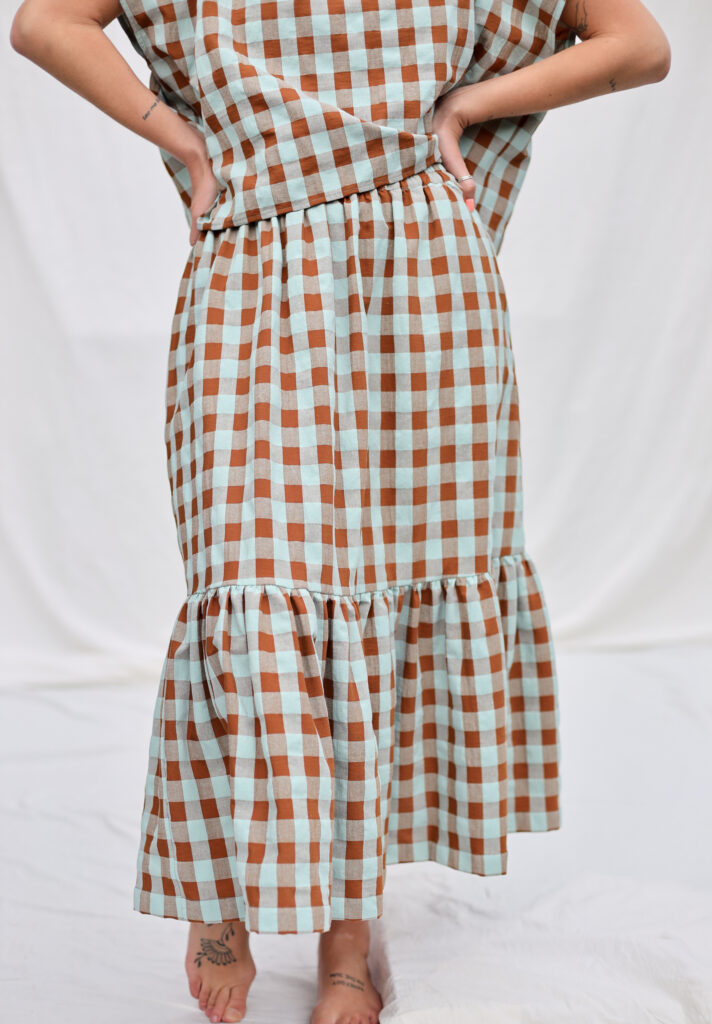 Seersucker checks elasticated waist ruffled skirt - Image 5