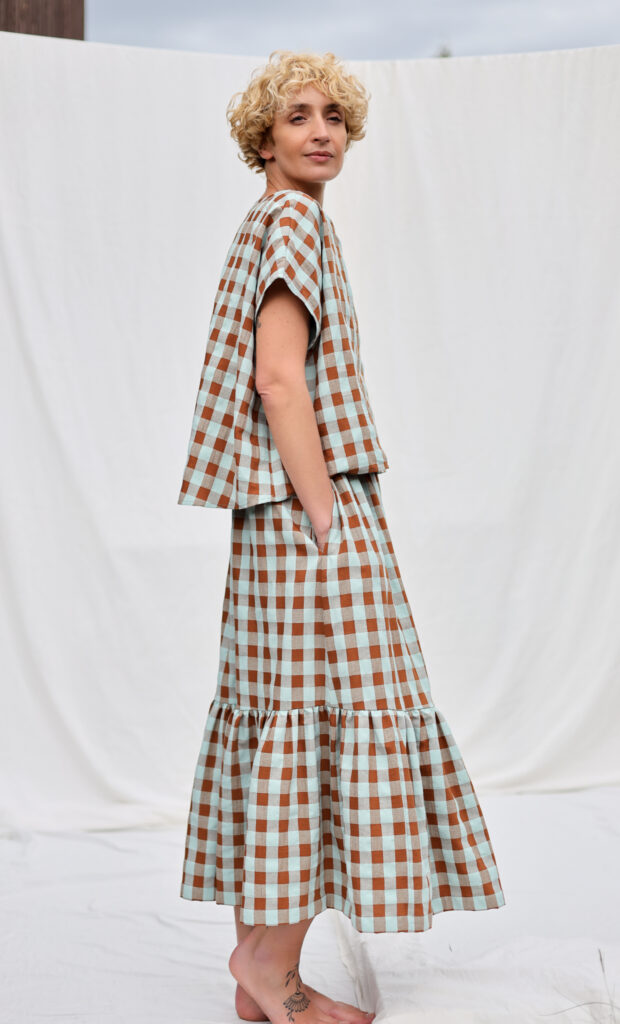 Seersucker checks elasticated waist ruffled skirt - Image 4
