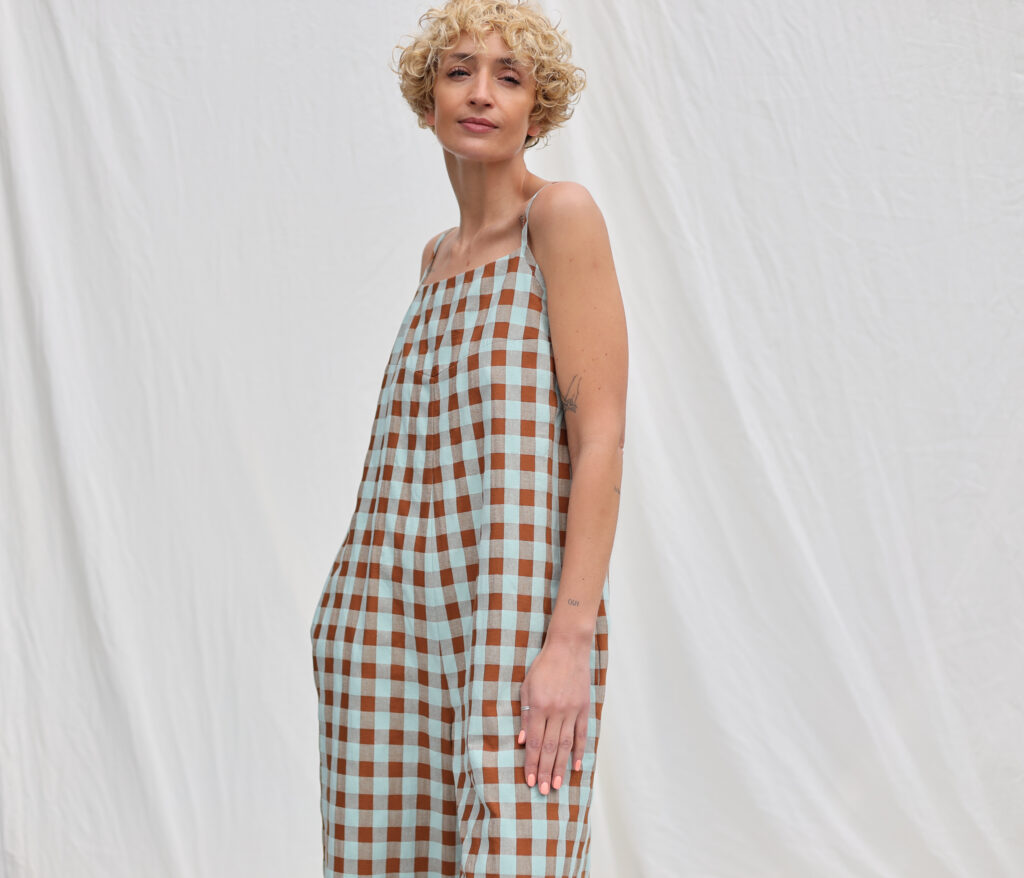 Loose spaghetti strap jumpsuit in seersucker checks ADA - Image 6