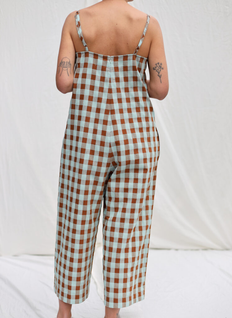 Loose spaghetti strap jumpsuit in seersucker checks ADA - Image 3