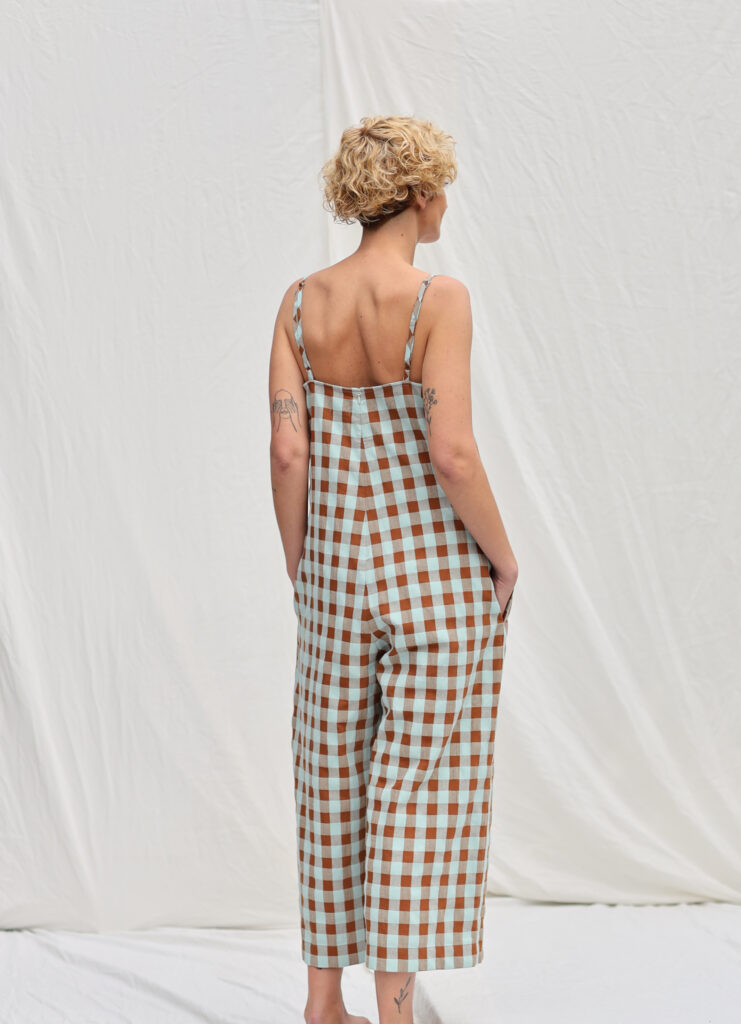 Loose spaghetti strap jumpsuit in seersucker checks ADA - Image 2