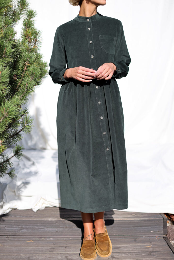 Needlecord long sleeve grandad collar shirtdress CORA - Image 7