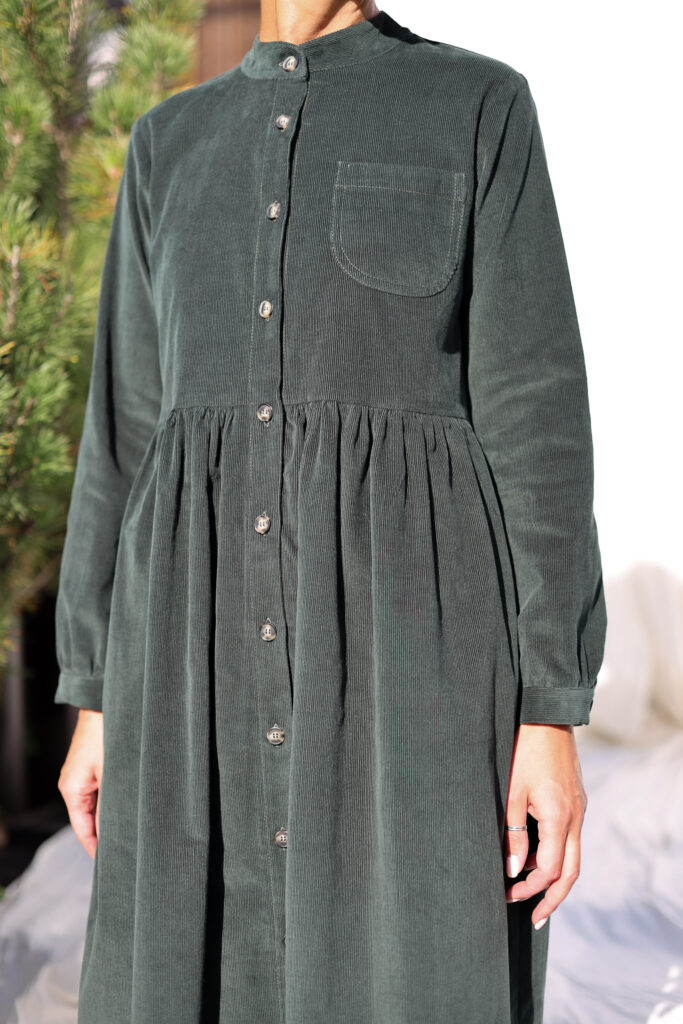 Needlecord long sleeve grandad collar shirtdress CORA - Image 4