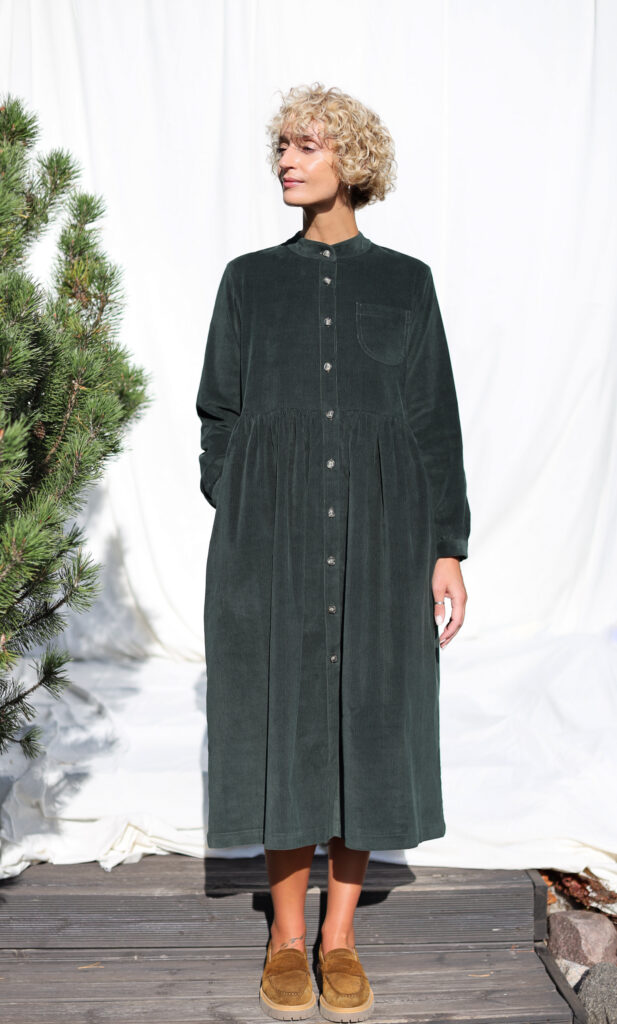 Needlecord long sleeve grandad collar shirtdress CORA - Image 5