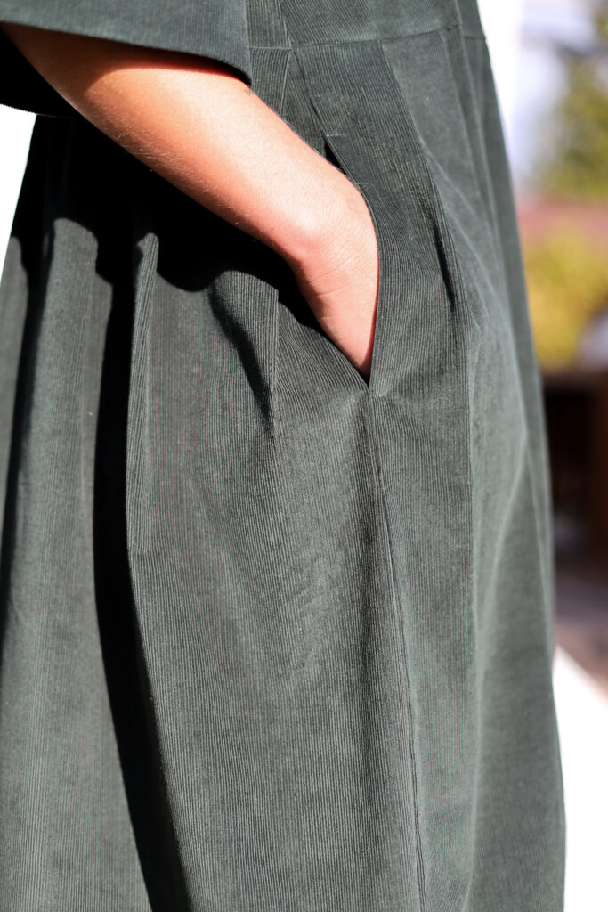 Oversized Needlecord Dress VALERIE in dark sage color - Image 4