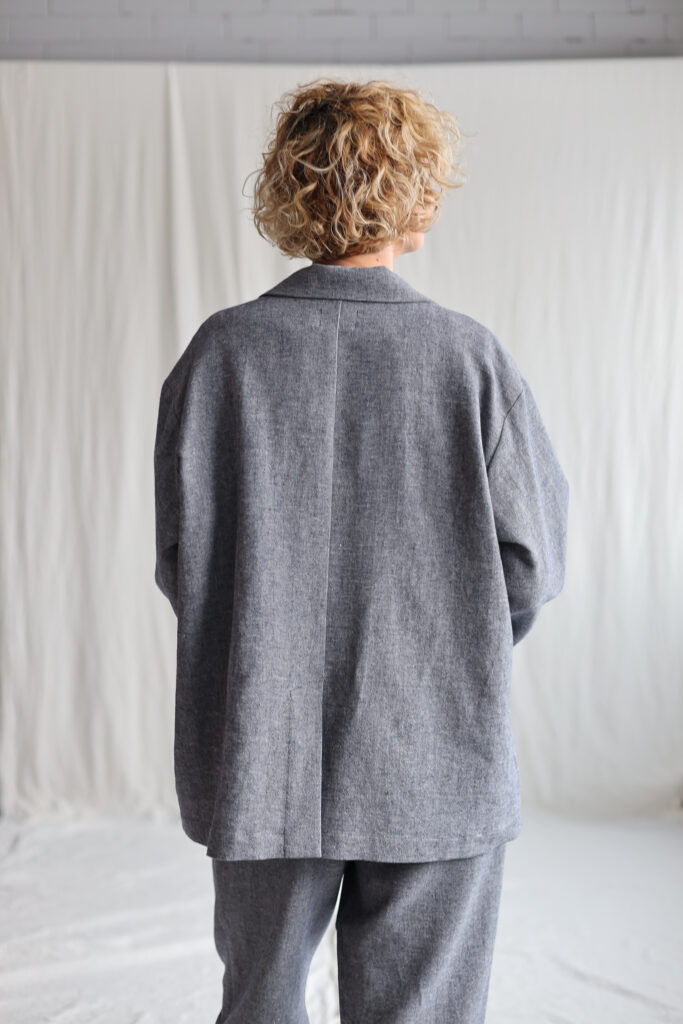 Herringbone Linen and Wool Oversized Blazer - Image 2