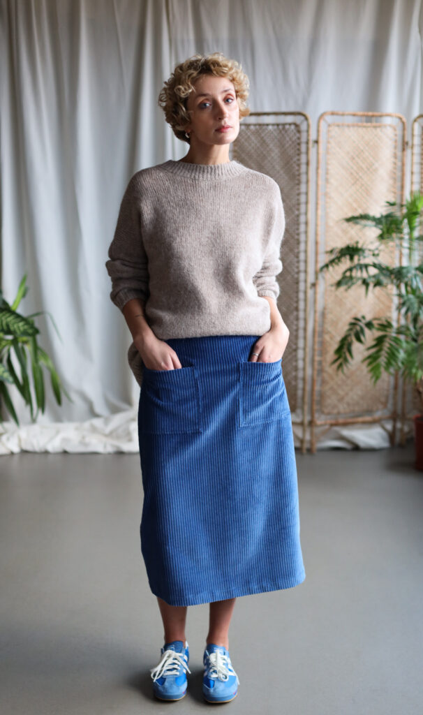 A-line wide wale cord midi skirt - Image 1