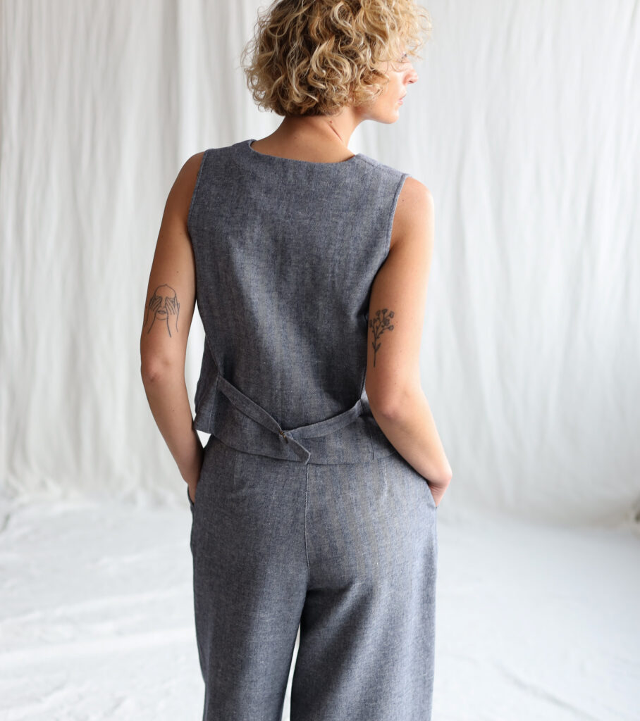 Herringbone linen and wool waistcoat - Image 5