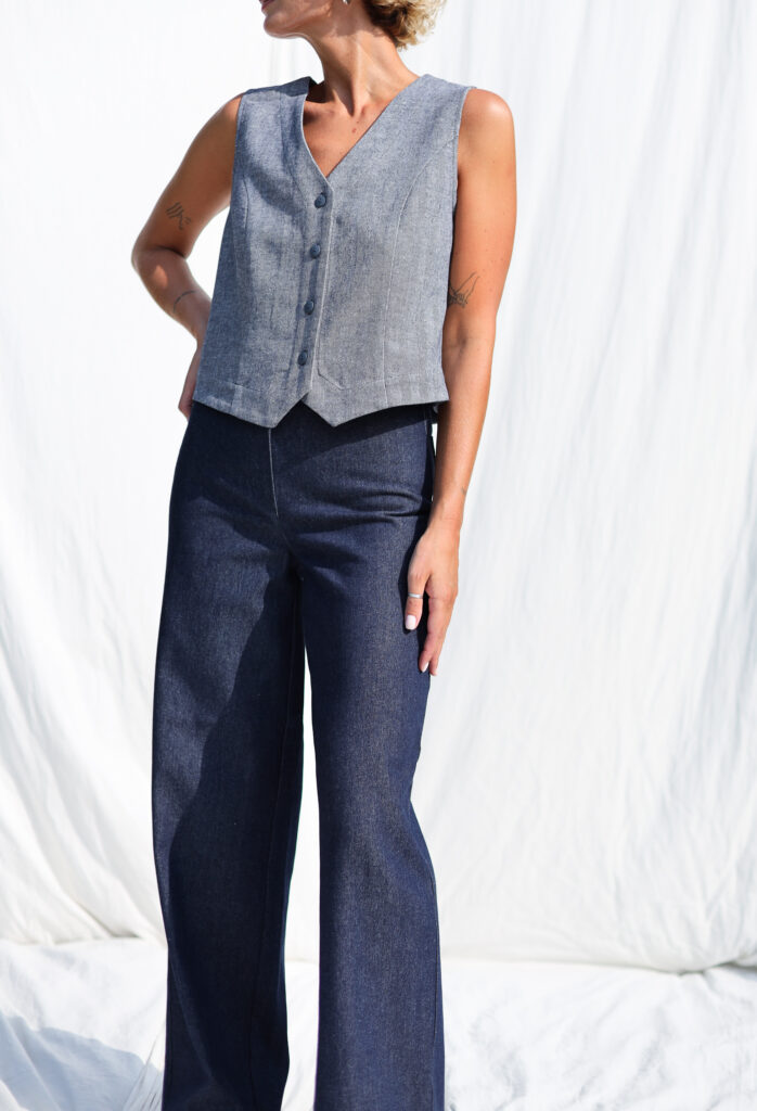 Herringbone linen and wool waistcoat - Image 2