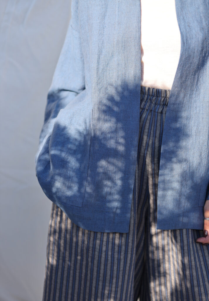 Heavy linen graphite blue kimono style jacket - Image 5