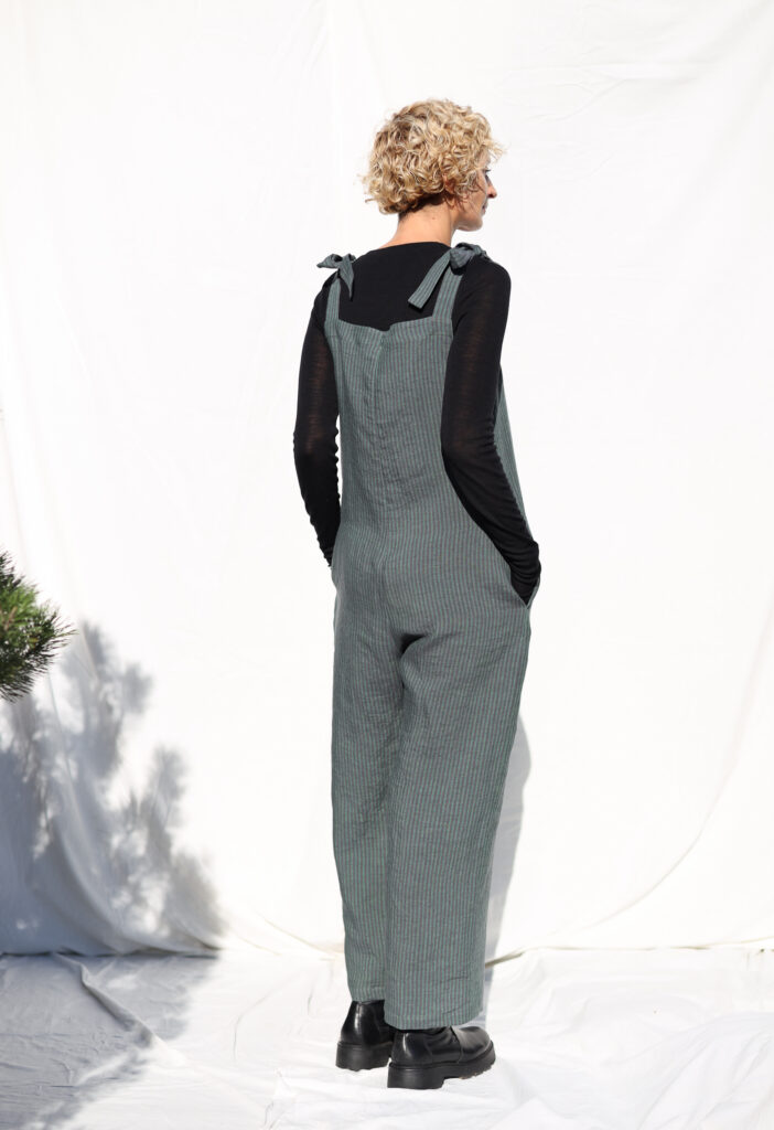 Striped linen Tie-strap summer jumpsuit - Image 3