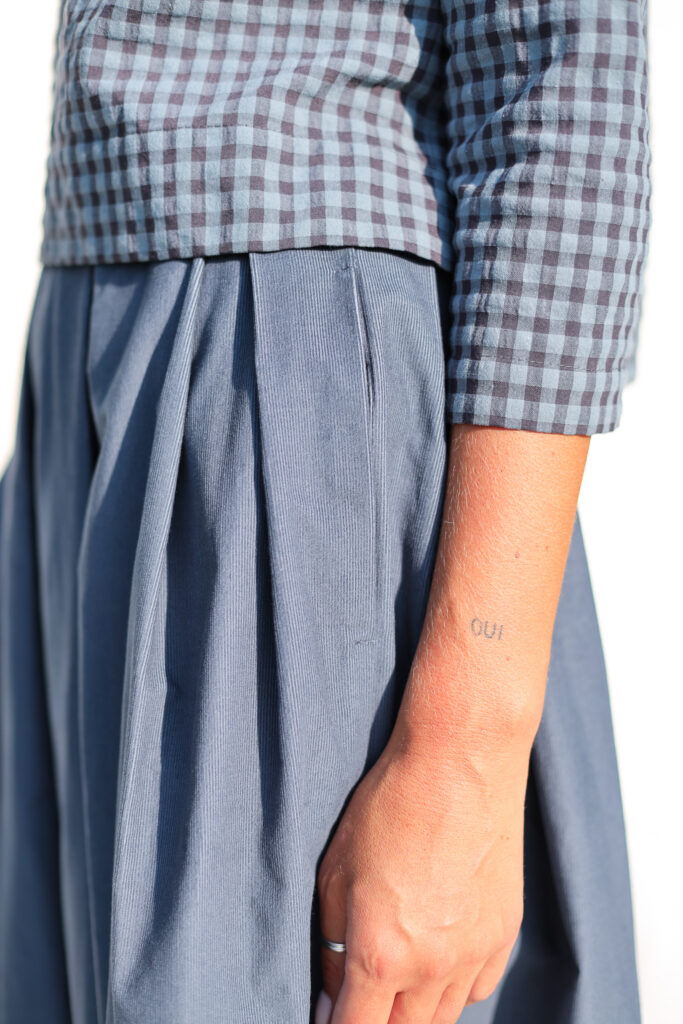 Needlecord Pleated Skirt in Duck Blue color - Image 6