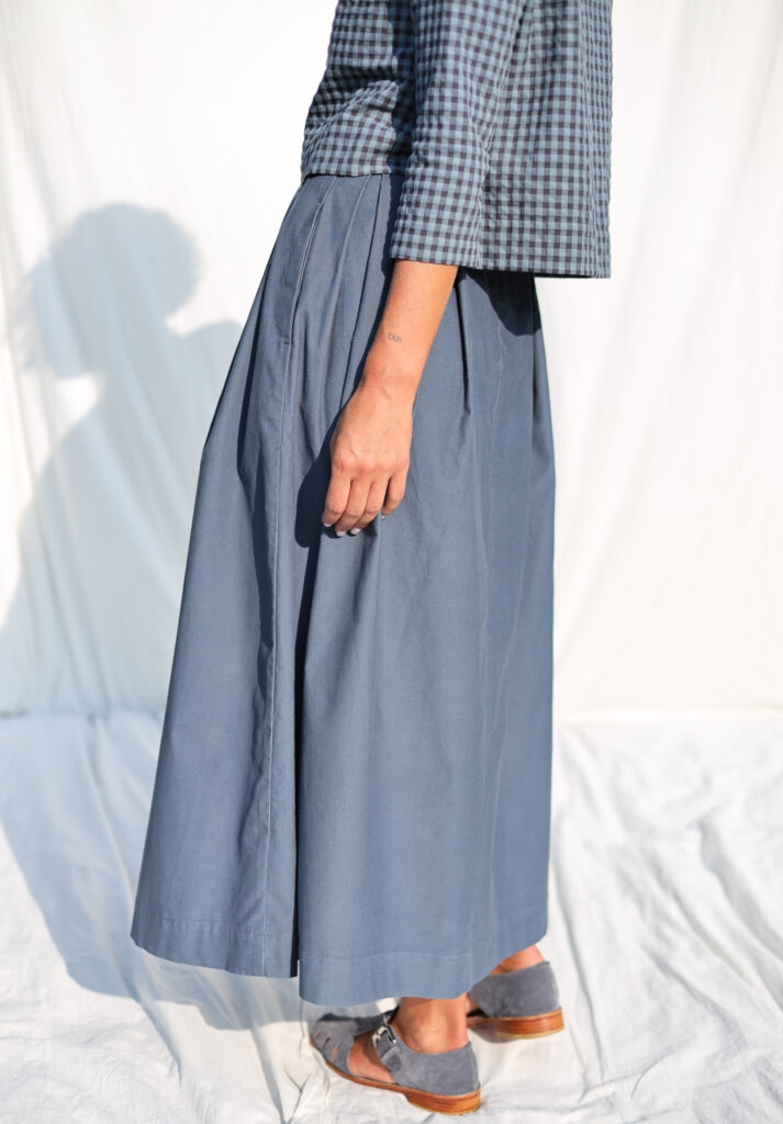 Needlecord Pleated Skirt in Duck Blue color - Image 5